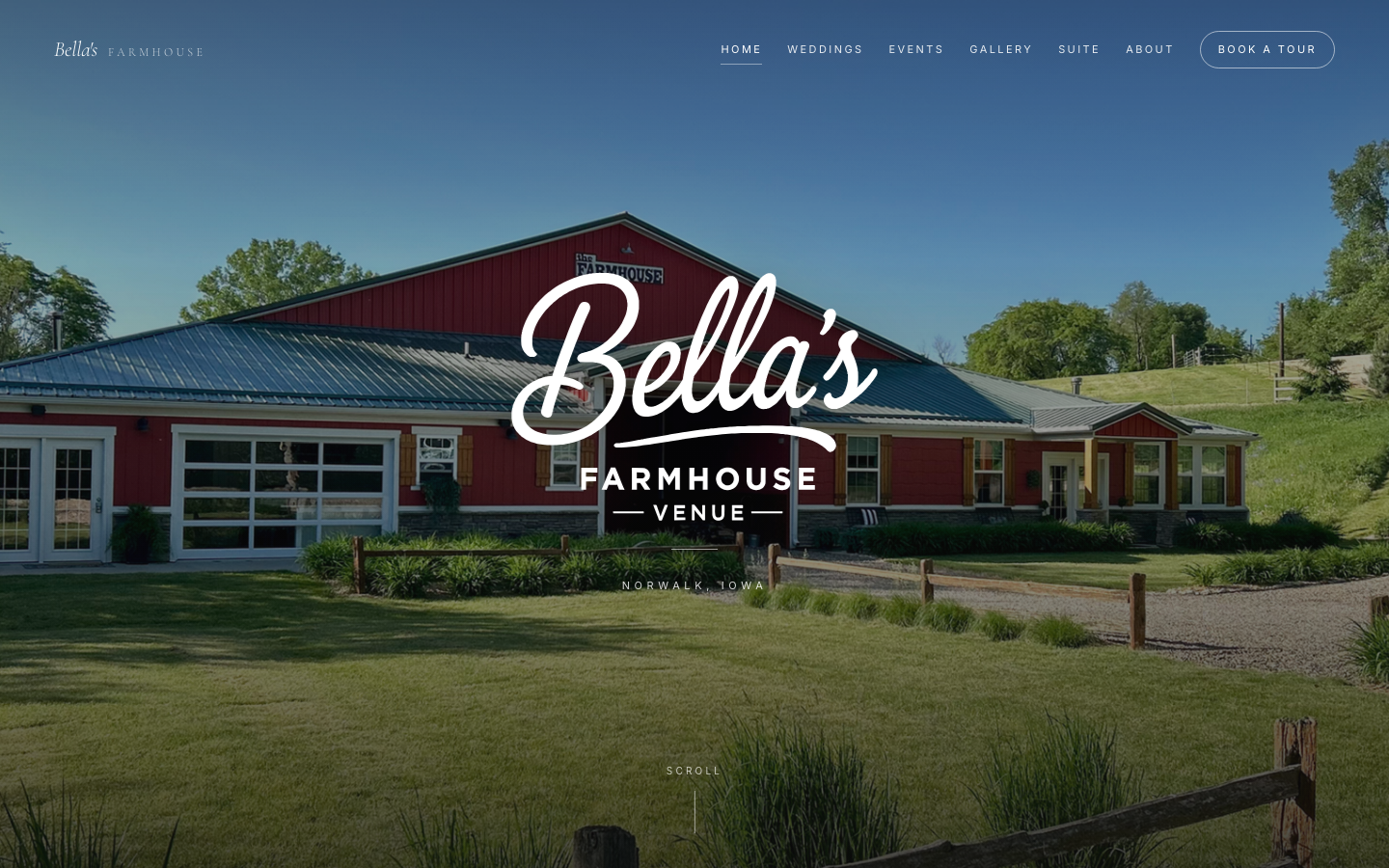 Bella's Farmhouse desktop website preview